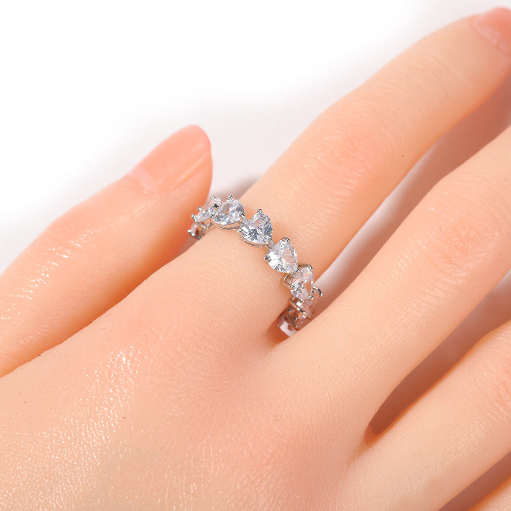 Hip-hop single-row heart-shaped zircon rings by nowadaysfashion
