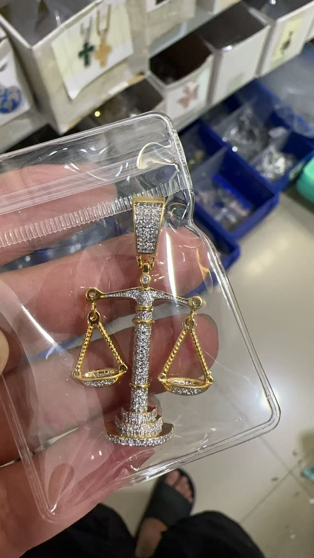 Justice Scale Iced Out CZ Hip Hop Necklace by nowadaysfashion