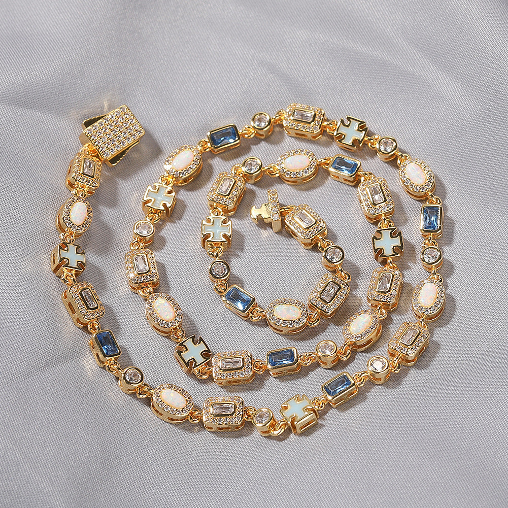6mm blue colored gemstone bracelet with diamonds by nowadaysfashion