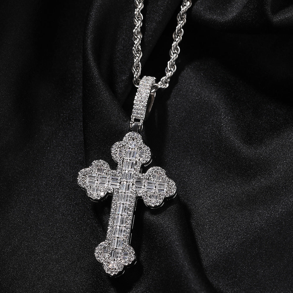 Hip-hop large diamond-encrusted cloud cross pendant by nowadaysfashion