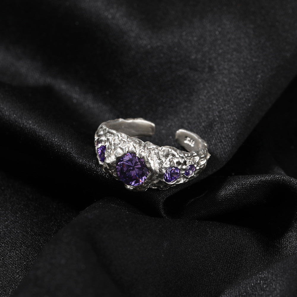 Hip-Hop 925 Silver Ring with Purple Zircon by nowadaysfashion