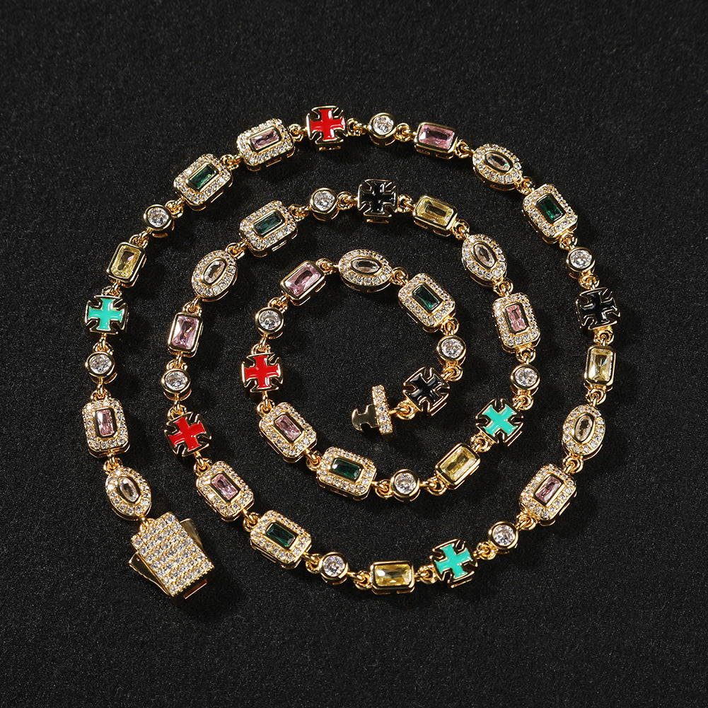 Hip-Hop Diamond-Encrusted 6mm Colored Gemstone Bracelet by nowadaysfashion