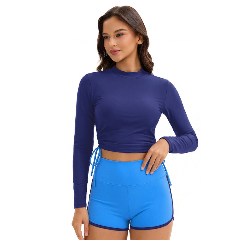 Swimsuit Women Split Long Sleeve Sunscreen Solid Color Conservative Two Piece Set Swimsuit by Bella Mia