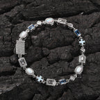 6mm blue colored gemstone bracelet with diamonds by nowadaysfashion