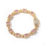 Copper inlaid pink zircon hip-hop bracelet by nowadaysfashion