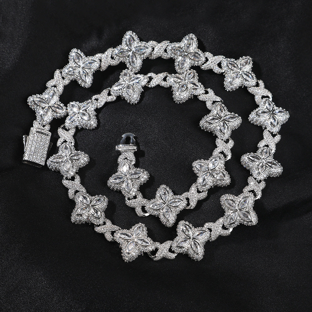 Hip-hop zircon colored infinite four-leaf clover bracelet by nowadaysfashion