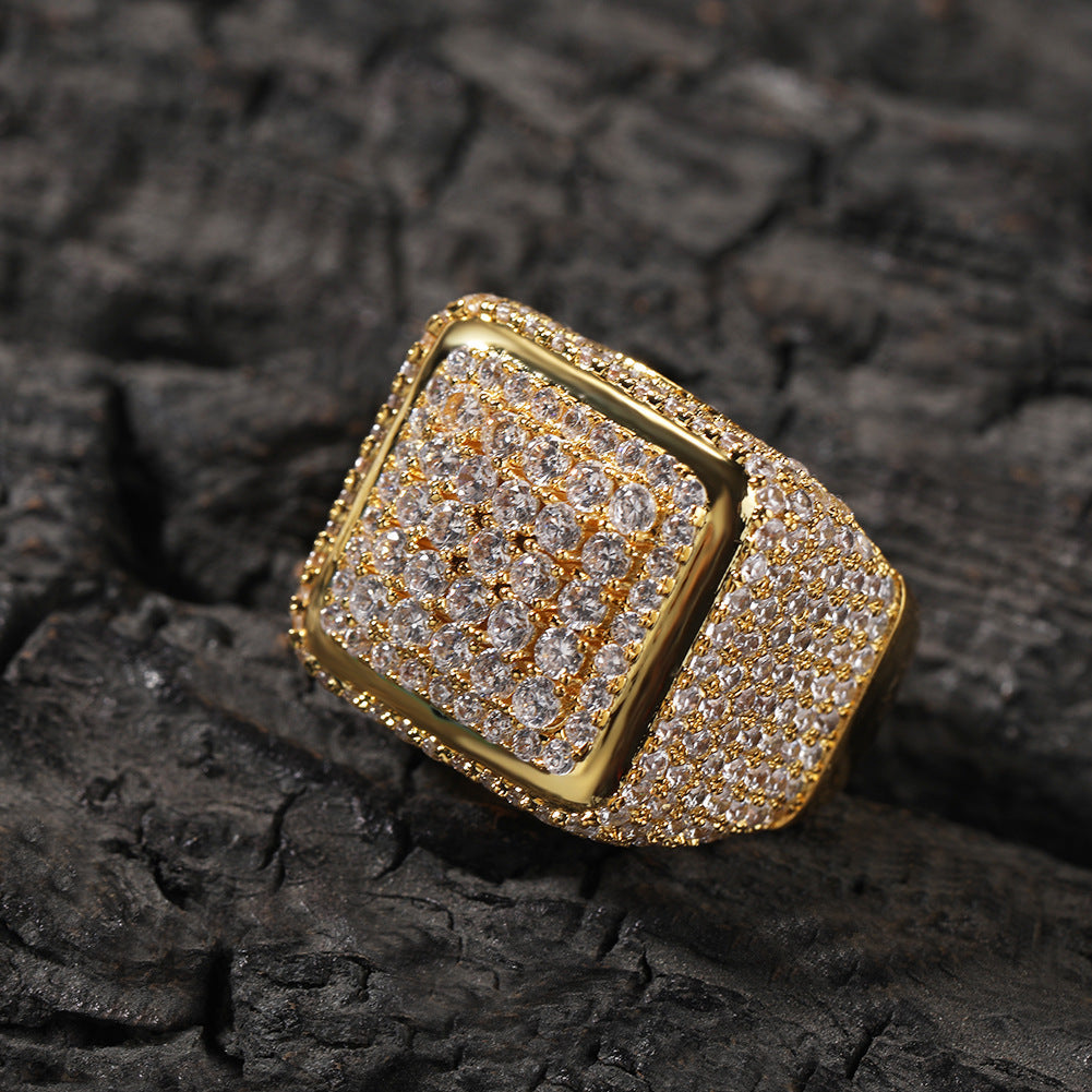 Hip-hop large square ring with zircon by nowadaysfashion