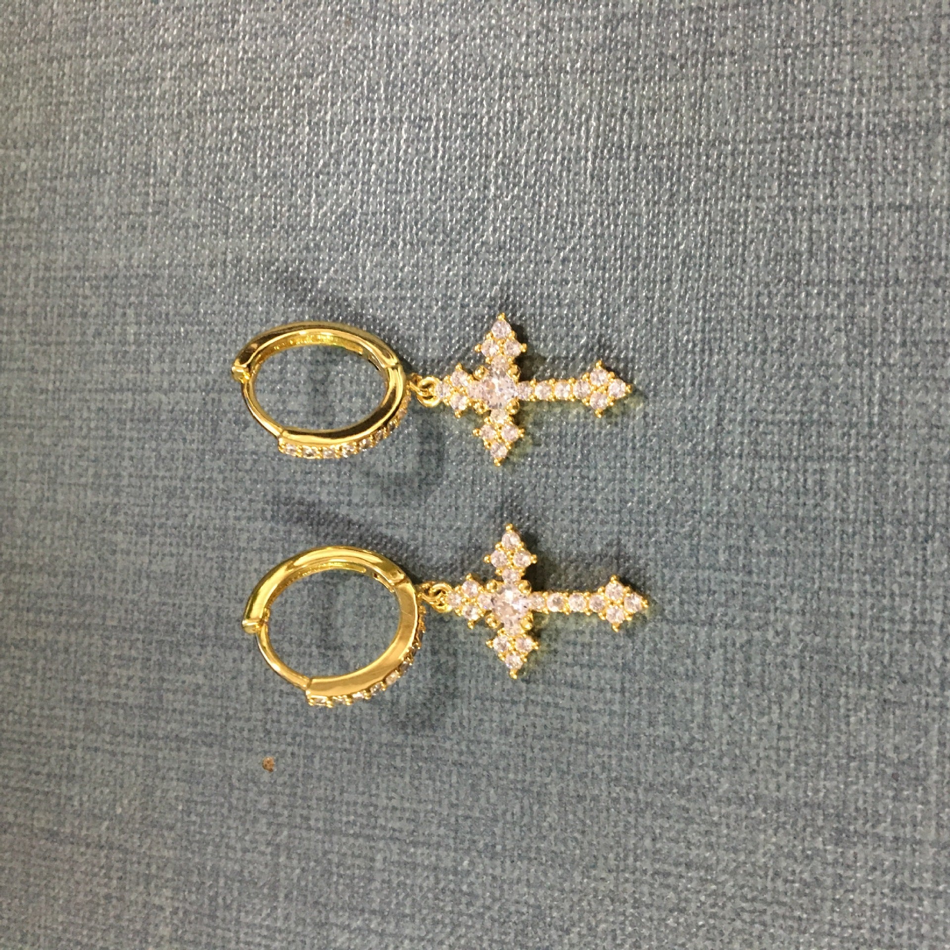 Hip-hop cubic zirconia cross earrings by nowadaysfashion