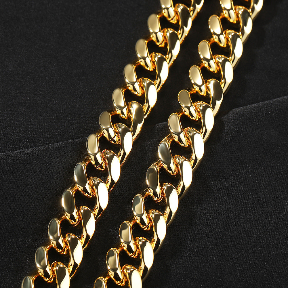 Hip-hop diamond-encrusted clasp smooth Cuban chain by nowadaysfashion