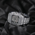 Hip-hop diamond-encrusted hollowed-out square watch by nowadaysfashion