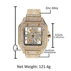 Hip-hop diamond-encrusted hollowed-out square watch by nowadaysfashion