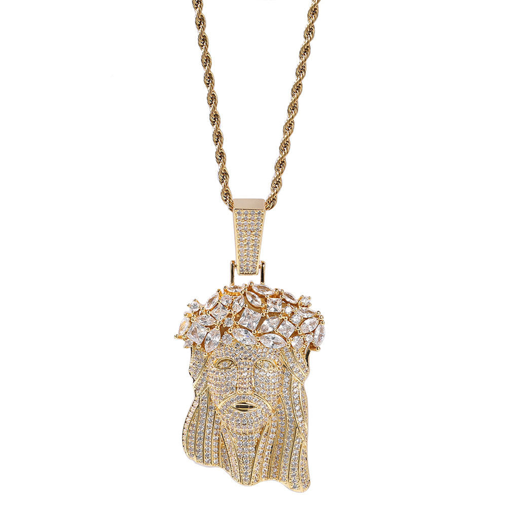 Hip Hop Iced Out CZ Jesus Piece Pendant Necklace by nowadaysfashion