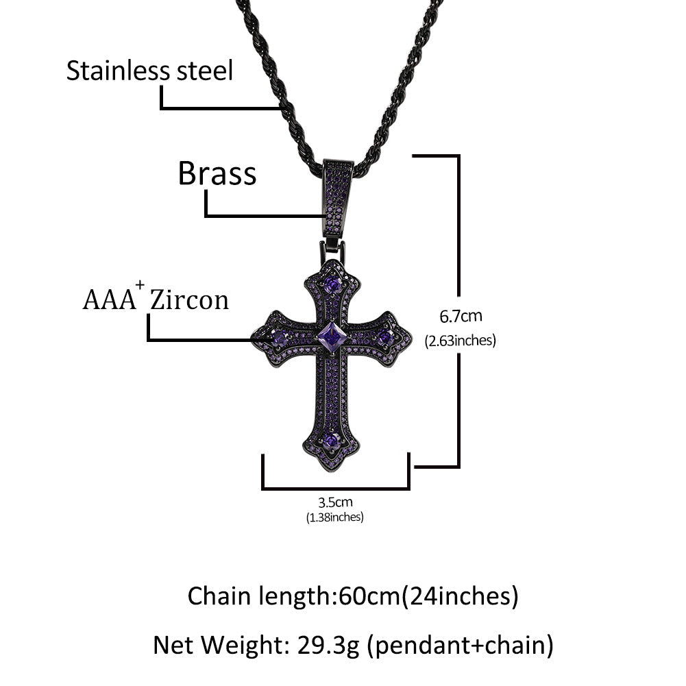 Hip-hop cross-shaped diamond Cubic Zirconia necklace by nowadaysfashion