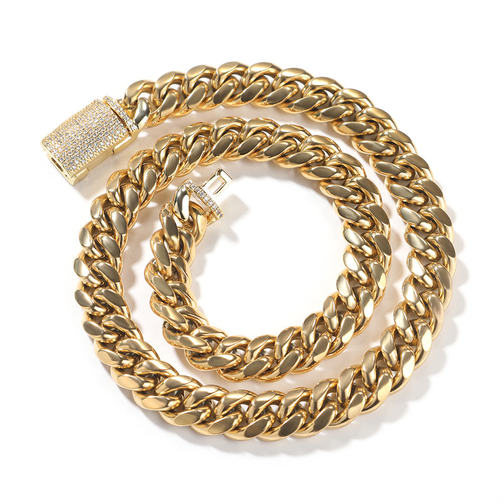 Hip-hop zircon stainless steel zircon necklace by nowadaysfashion