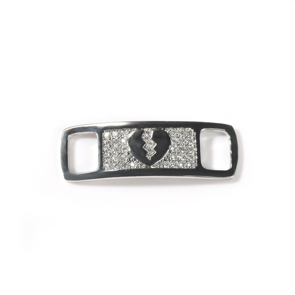 Hip-hop zircon cross smiling face broken heart shoe buckle by nowadaysfashion