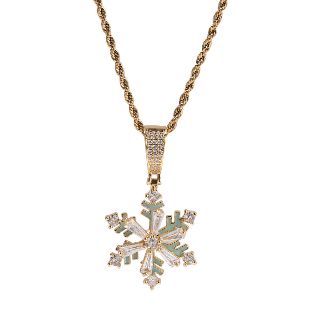 Winter rotating snowflake luminous oil drop pendant by nowadaysfashion