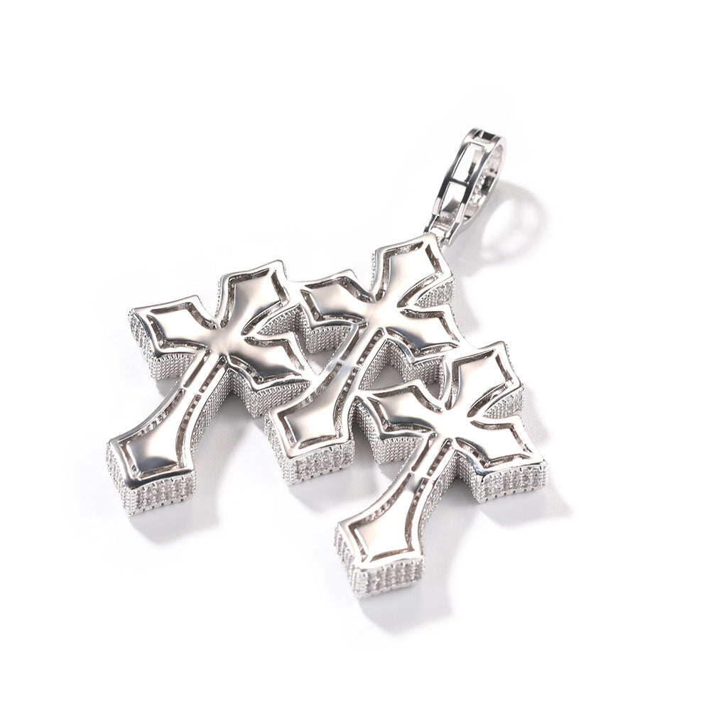 Retro Cross Square Zircon Inlay Necklace by nowadaysfashion