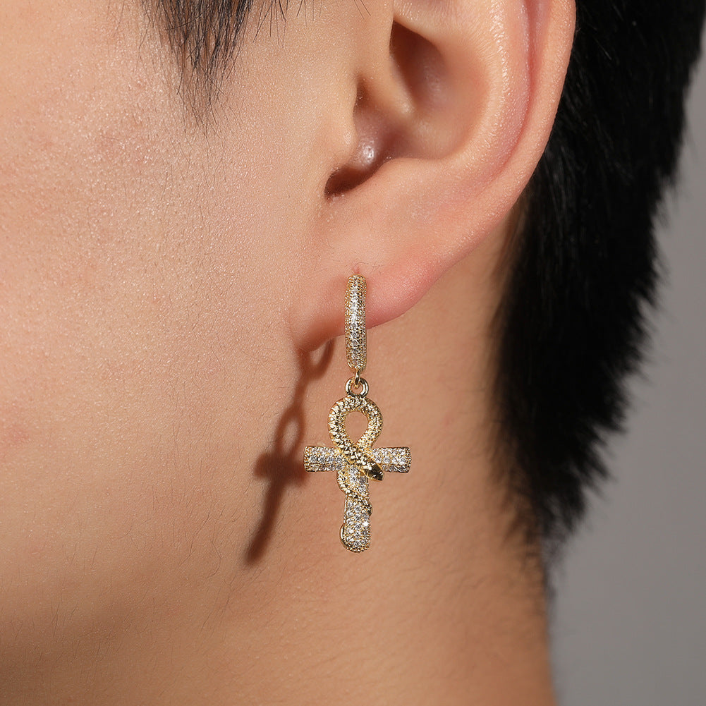 Hip-hop Anhe snake zircon earrings by nowadaysfashion