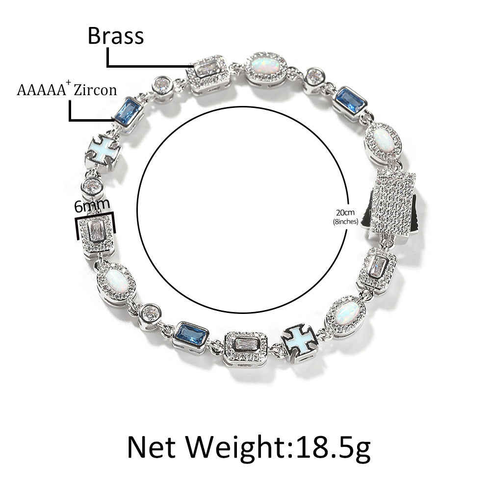 6mm blue colored gemstone bracelet with diamonds by nowadaysfashion
