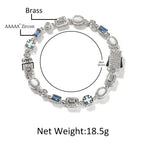 6mm blue colored gemstone bracelet with diamonds by nowadaysfashion