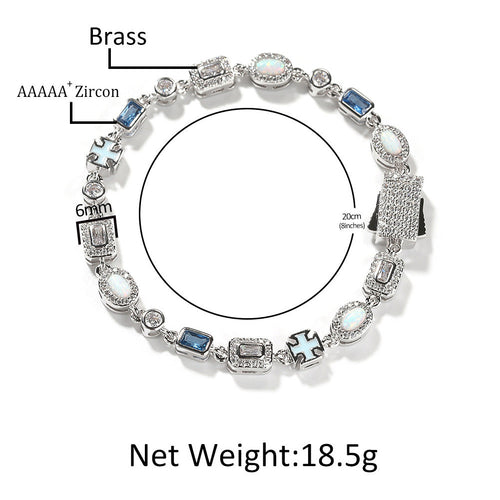 6mm blue colored gemstone bracelet with diamonds by nowadaysfashion