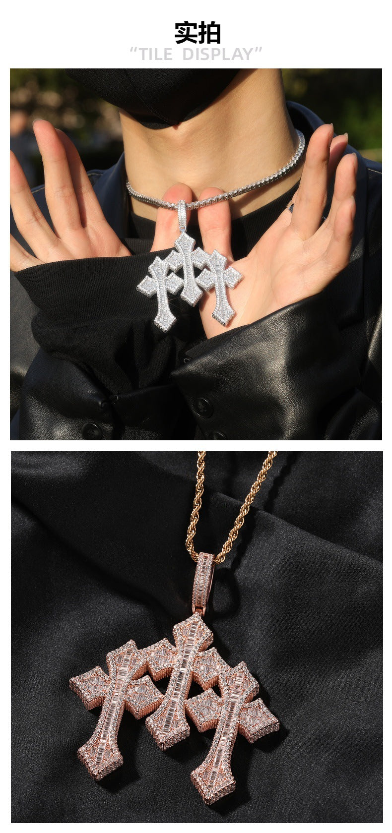 Retro Cross Square Zircon Inlay Necklace by nowadaysfashion