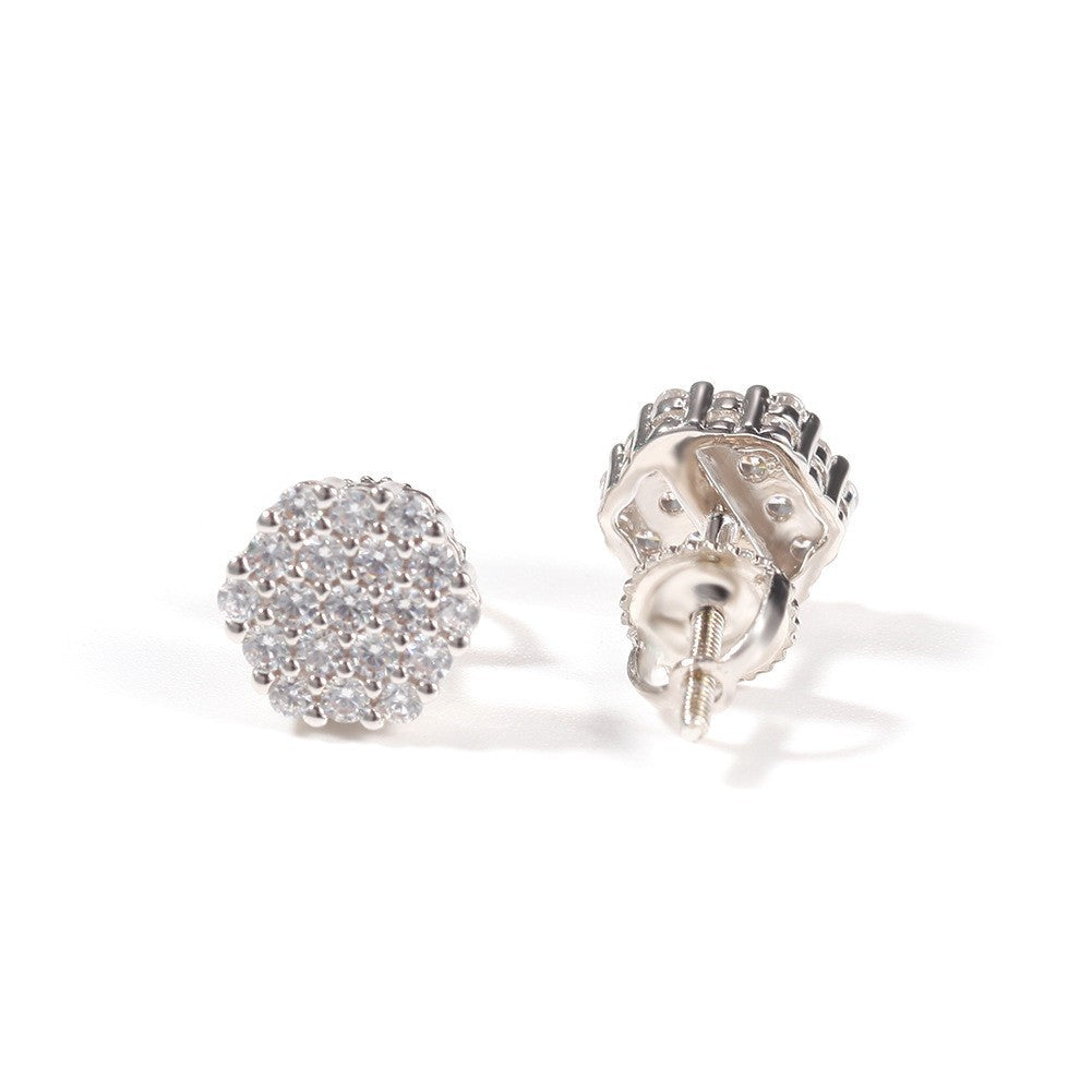 Hip Hop diamond-encrusted 925 silver stud earrings by nowadaysfashion