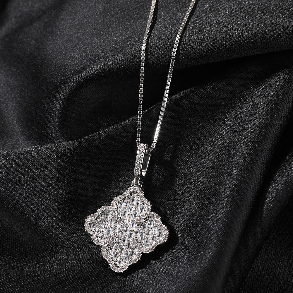 Full-diamond zircon four-leaf clover necklace by nowadaysfashion
