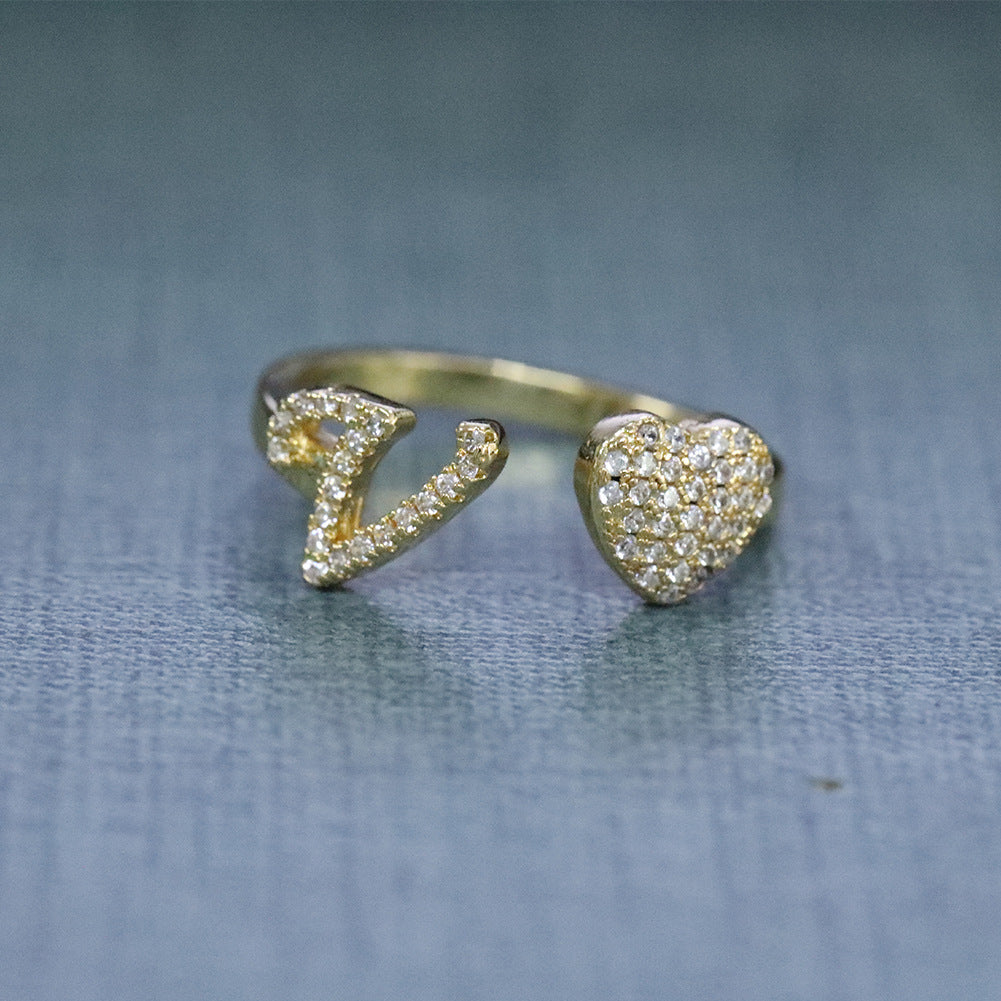 Hip-hop zircon-encrusted 26 English letters ring by nowadaysfashion
