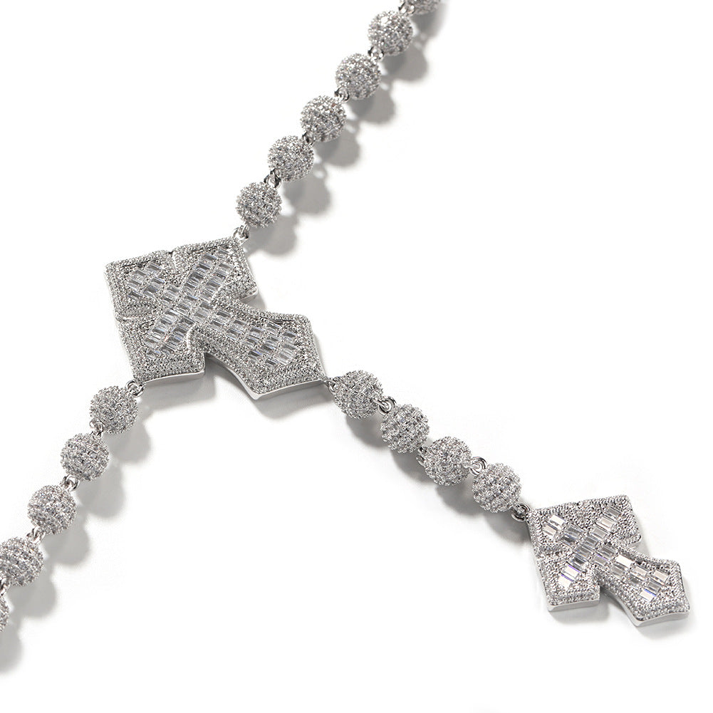 Hip Hop Beaded Zirconia Cross Necklace by nowadaysfashion