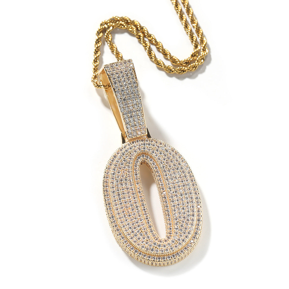 Hip-hop diamond-encrusted number pendant by nowadaysfashion