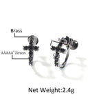 Hip Hop Zircon Black Spiral Clasp Cross Earrings by nowadaysfashion