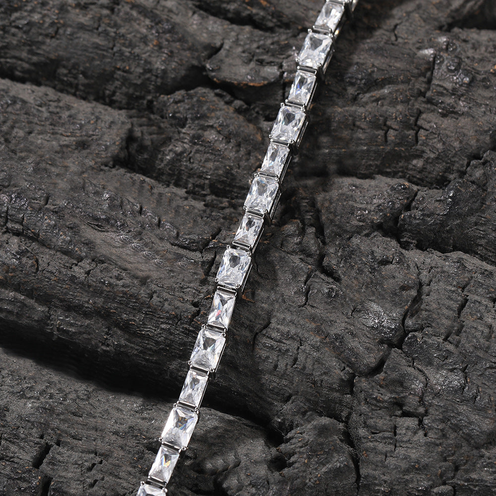 Hip-hop zircon-encrusted emerald color-matching tennis chain by nowadaysfashion
