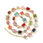 Exquisite diamond-encrusted colored gemstone bracelet and necklace by nowadaysfashion
