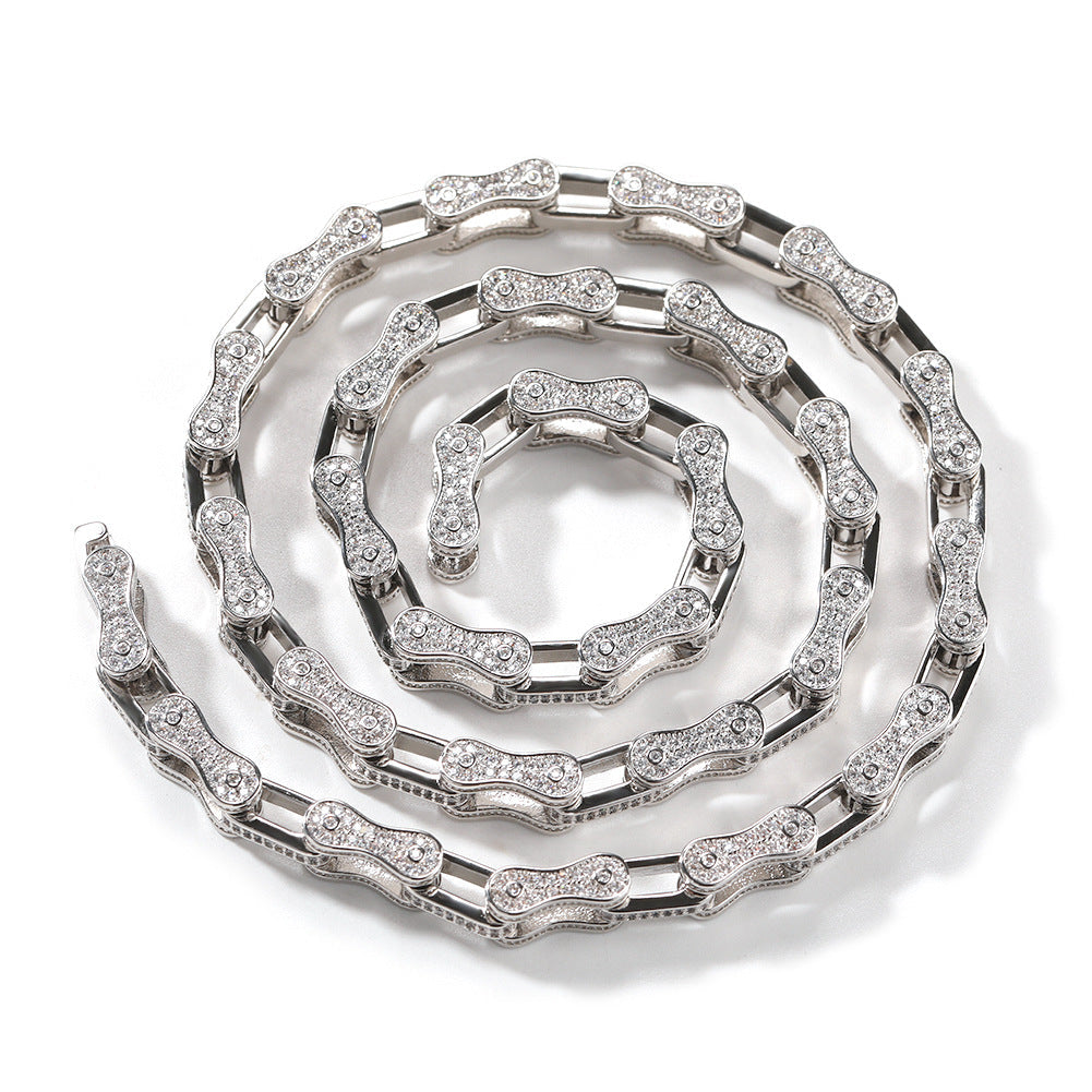 Hip Hop Rhinestone 5mm Bicycle Chain Necklace by nowadaysfashion