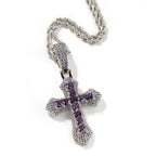 Hip-hop copper-inlaid purple zircon cross necklace by nowadaysfashion