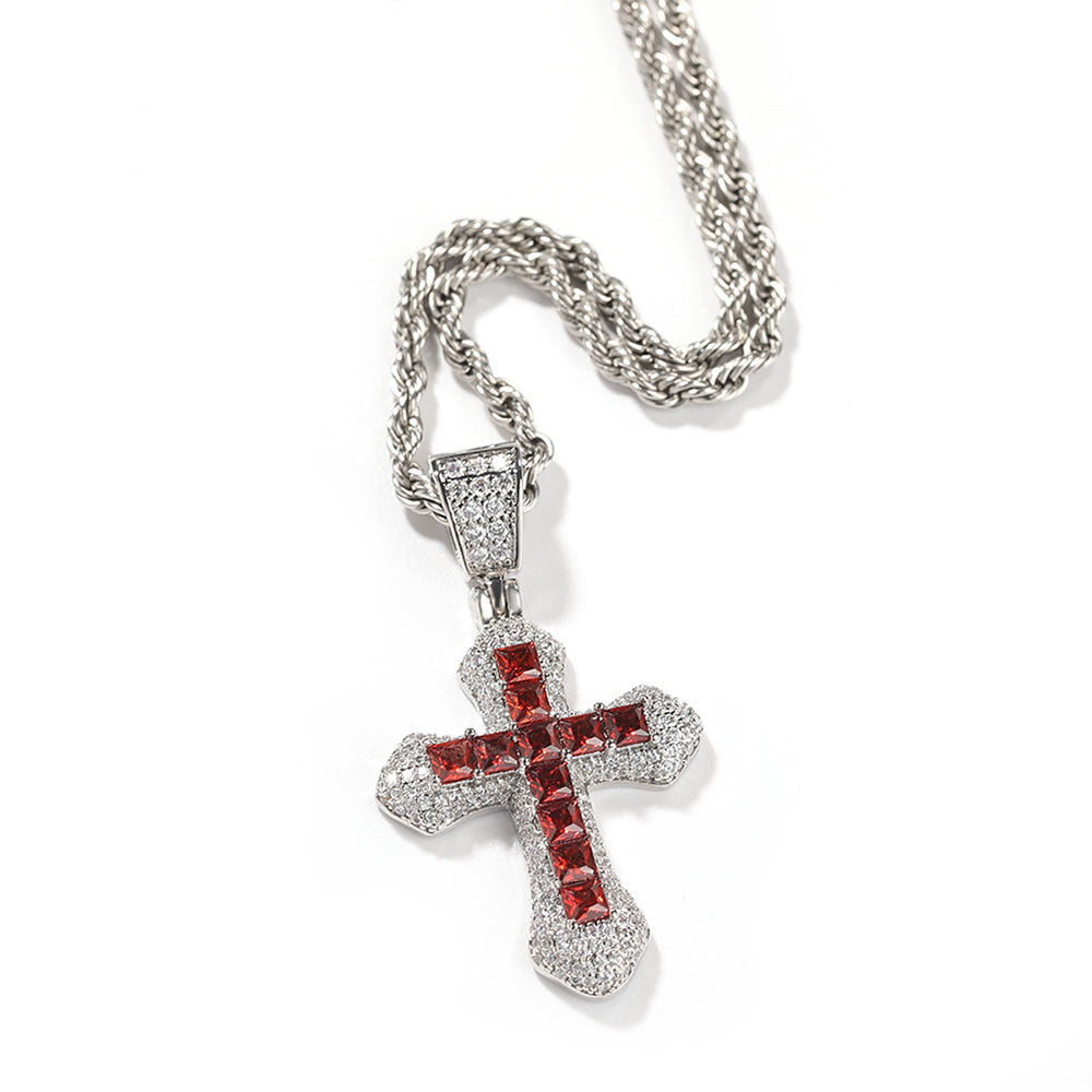 Blue Zircon Cross Hip-hop Necklace by nowadaysfashion