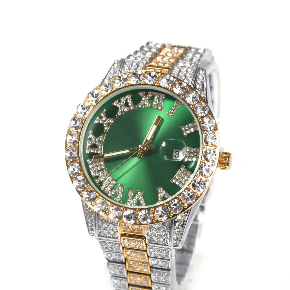 Hip-hop watch with Roman numerals and diamonds, large dial by nowadaysfashion