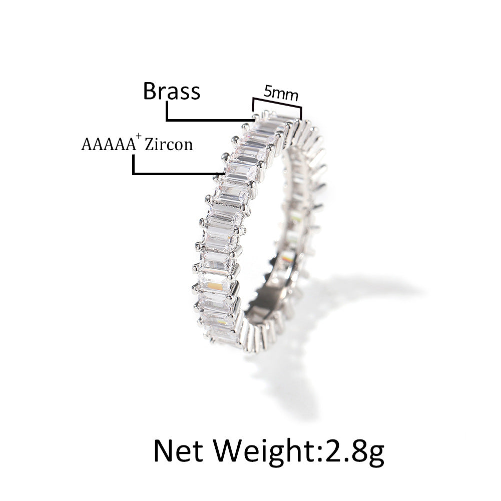 Cool and handsome men's hip-hop diamond-encrusted five-piece ring set by nowadaysfashion