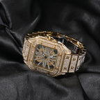 Hip-hop diamond-encrusted hollowed-out square watch by nowadaysfashion