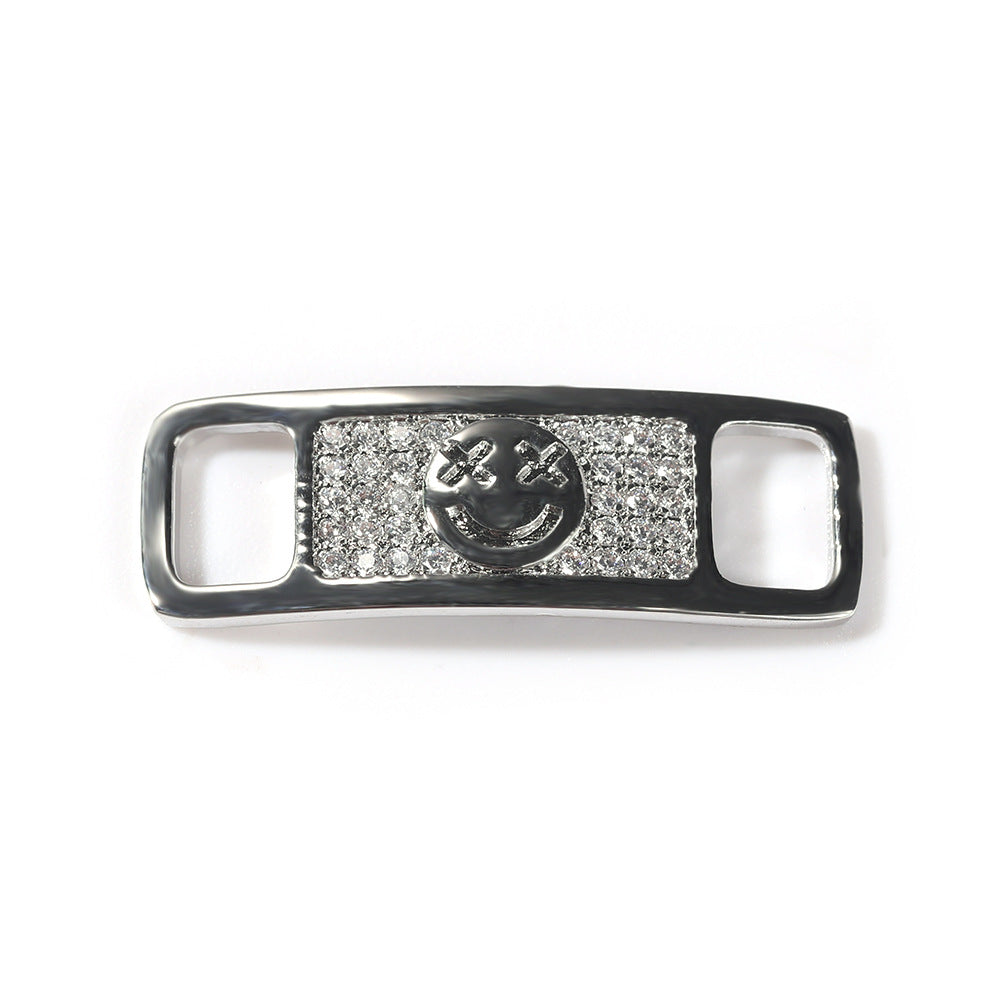 Hip-hop zircon cross smiling face broken heart shoe buckle by nowadaysfashion