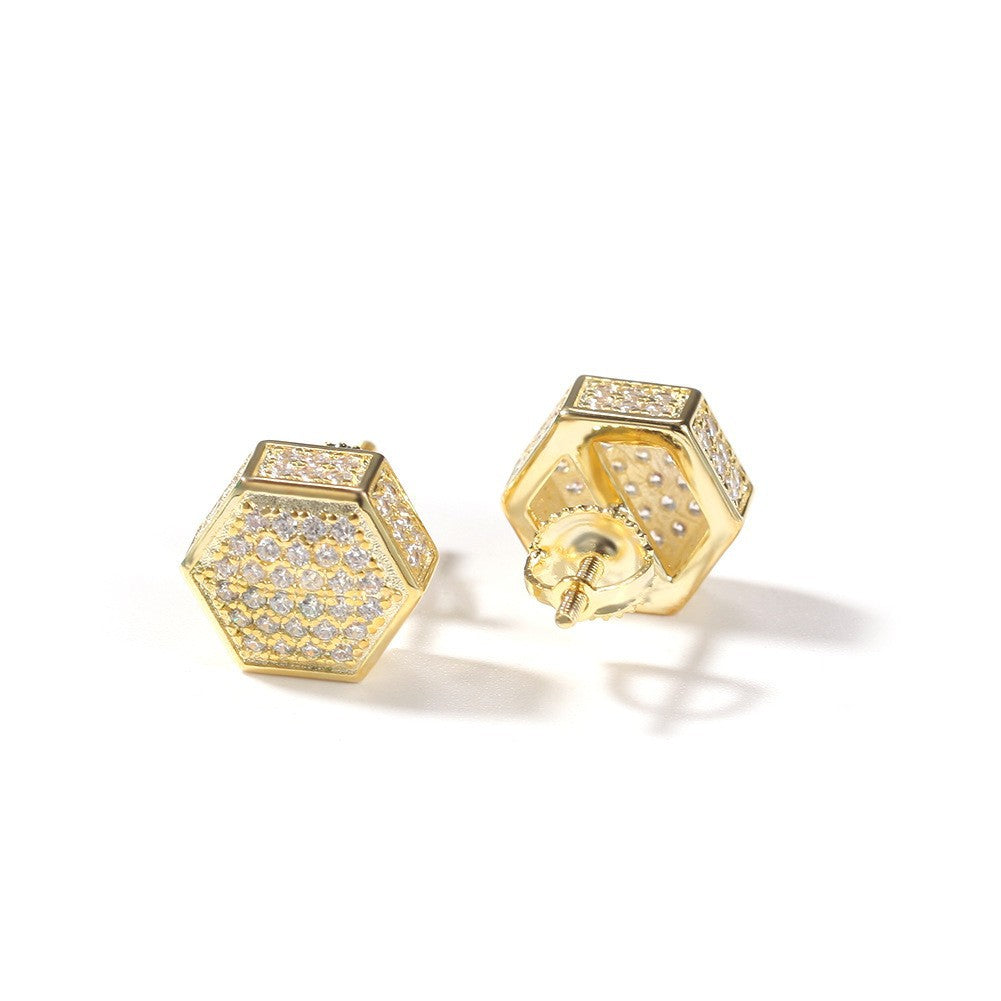 Hip Hop diamond-encrusted 925 silver stud earrings by nowadaysfashion