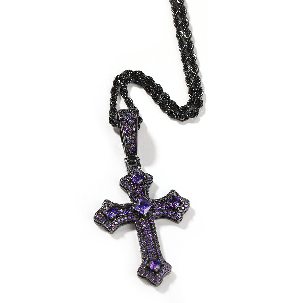 Hip-hop cross-shaped diamond Cubic Zirconia necklace by nowadaysfashion