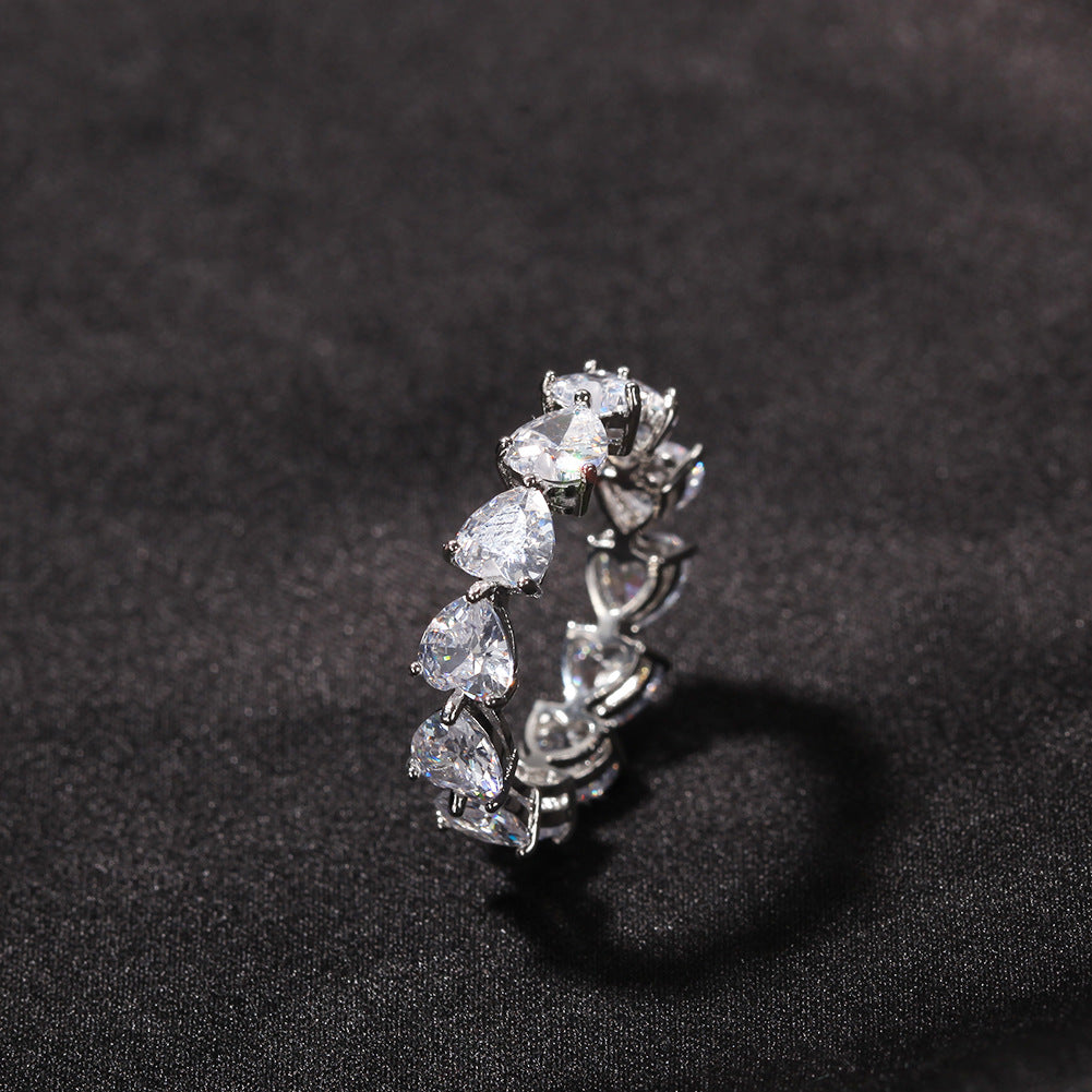 Hip-hop single-row heart-shaped zircon rings by nowadaysfashion