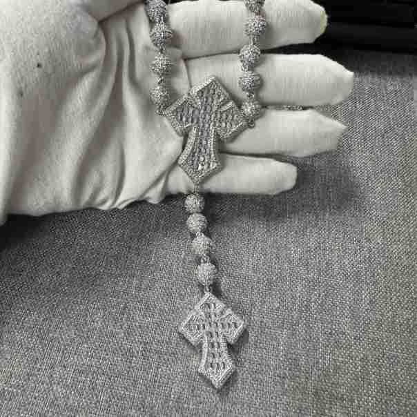 Hip Hop Beaded Zirconia Cross Necklace by nowadaysfashion