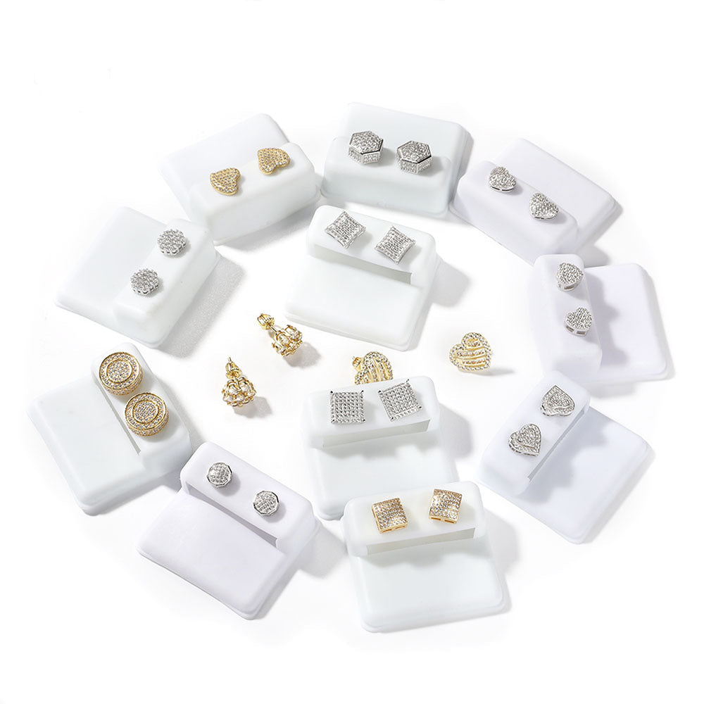 Hip Hop diamond-encrusted 925 silver stud earrings by nowadaysfashion