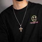 Hip-hop copper-inlaid purple zircon cross necklace by nowadaysfashion