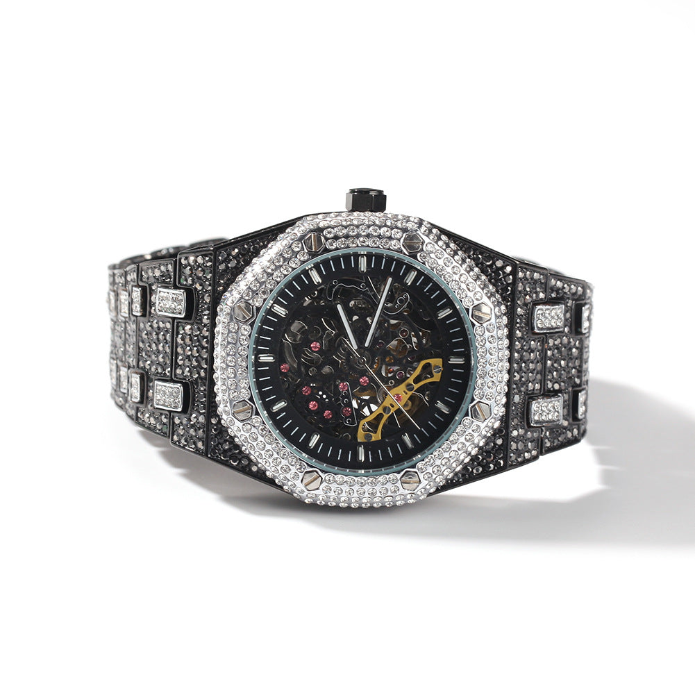 Hip Hop Full Diamond Hollow Case Mechanical Watch by nowadaysfashion