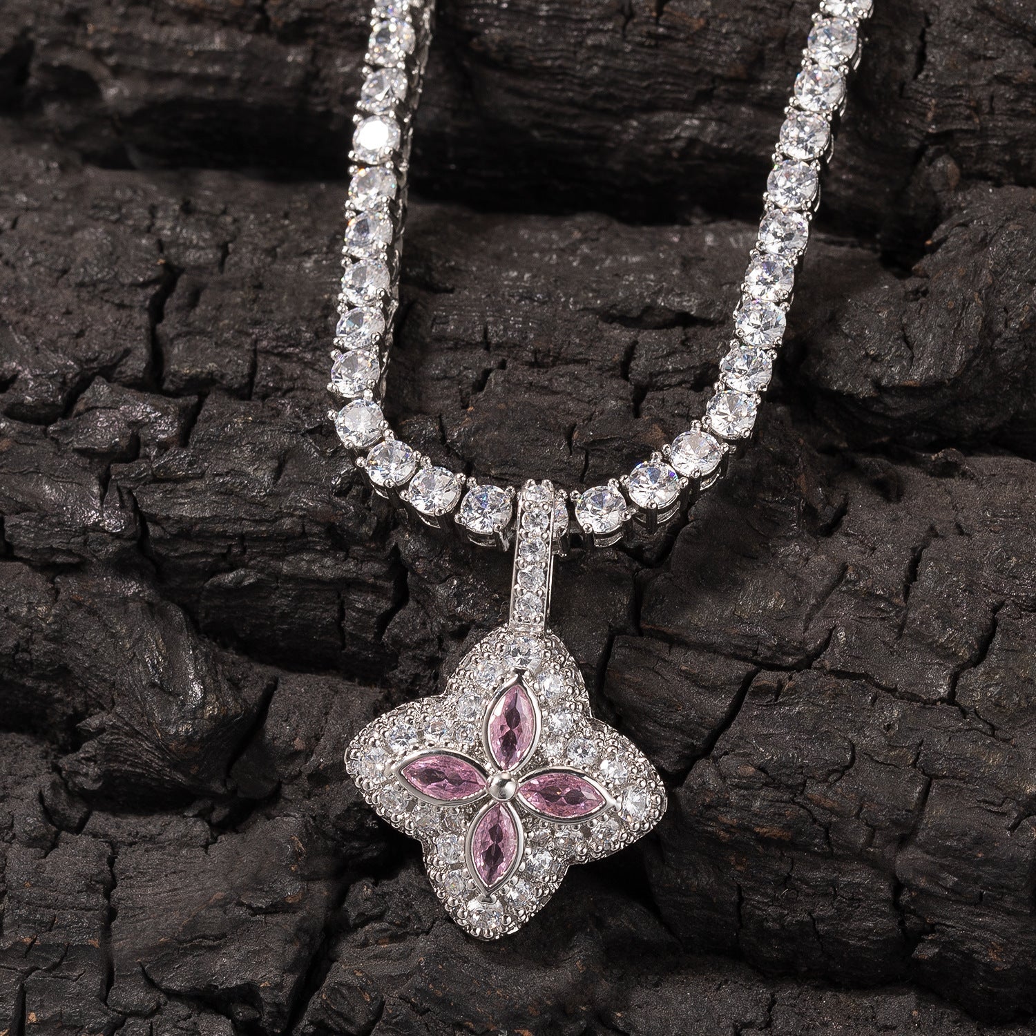 Cubic Zirconia Colorful Four-Leaf Clover Pendant by nowadaysfashion