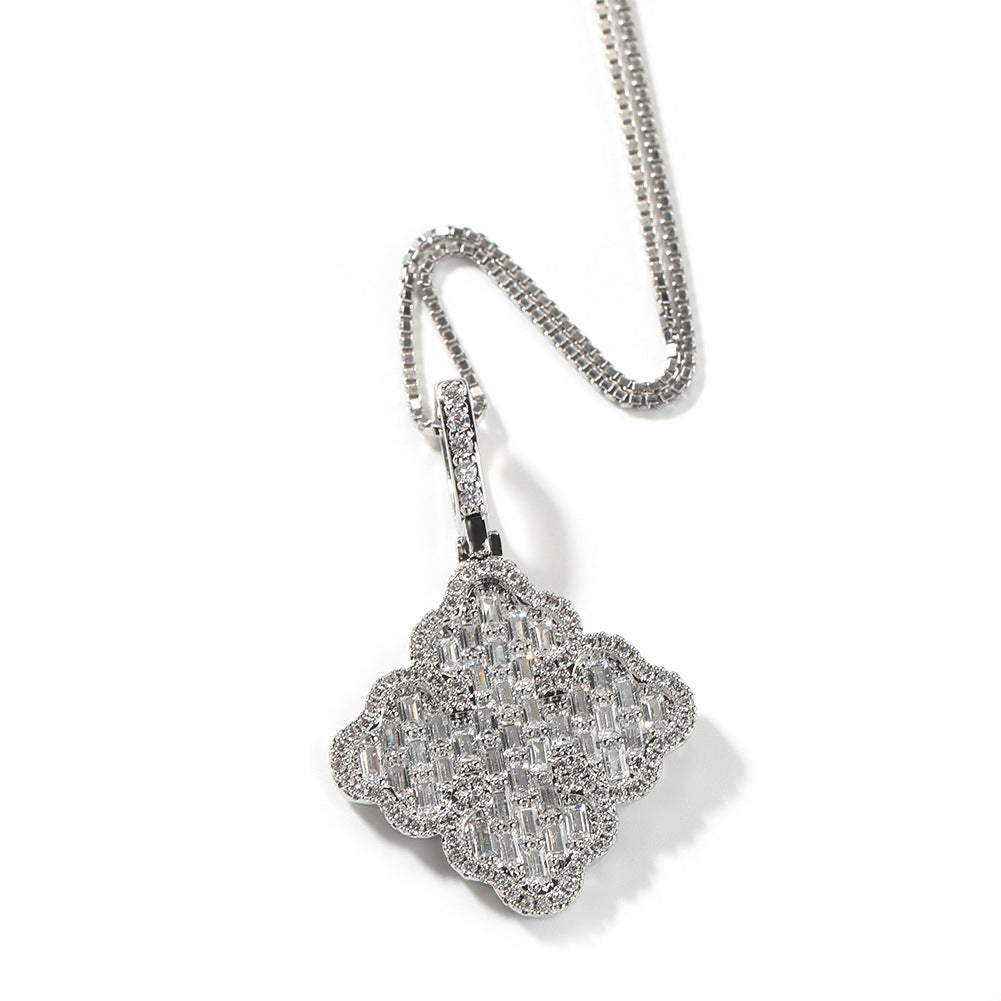 Full-diamond zircon four-leaf clover necklace by nowadaysfashion